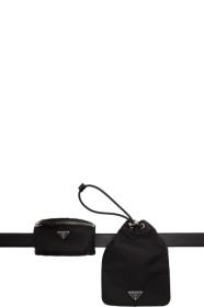 Prada - ブラック Tessuto ポケット ドローストリング ポーチ ベルト