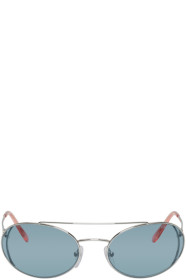 Prada - Lunettes de soleil en métal argentées et bleues