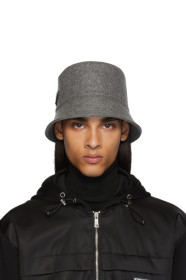 Prada - Grey Triangle Logo Bucket Hat