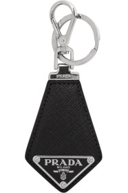 Prada - ブラック サフィアーノ ロゴ キーチェーン