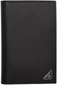 Prada - Black Saffiano Triangle Passport Holder