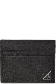 Prada - Black Saffiano Triangle Card Holder