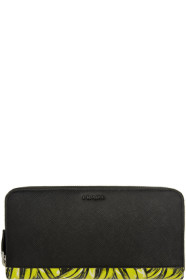 Prada - Portefeuille en cuir saffiano noir et jaune Active