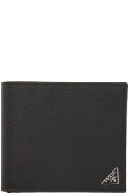 Prada - Portefeuille à deux volets en cuir saffiano noir