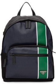 Prada - Navy & Green Leather Backpack