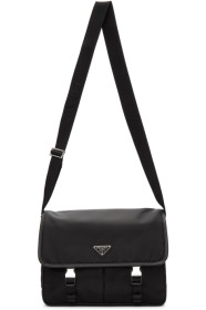 Prada - 黑色尼龙十字纹邮差包