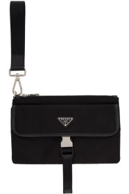 Prada - Black Nylon Saffiano Flap Pouch