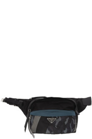 Prada - Black & Blue Camouflage Technical Fabric Crossbody Bag