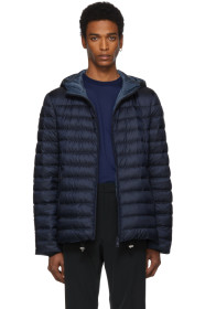 Prada - Blouson en duvet bleu marine Travel Tech