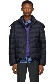 Prada - Blouson en duvet et nylon bleu marine