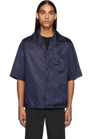 Prada - Navy Nylon Gabardine Short Sleeve Shirt