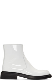 Prada - White Patent Zip Boots