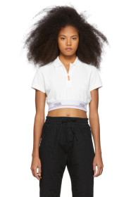 Heron Preston - Polo écourté blanc cassé Tape