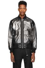 Diesel - Blouson en cuir noir L-Steward-Foil