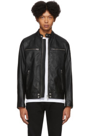Diesel - Blouson en cuir noir L-Boy