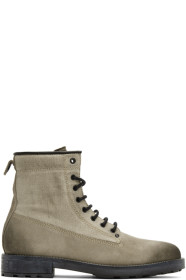 Diesel - Bottes en toile blanc cassé D-Throuper DBB