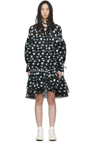 Cecilie Bahnsen - ブラック & ブルー シルク オーバーサイズ Macy シャツ ドレス