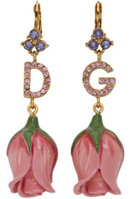 Dolce & Gabbana - Boucles d'oreilles à logo roses Rose Bud
