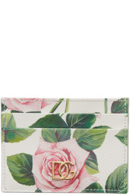 Dolce & Gabbana - Porte-cartes fleuri blanc cassé DG