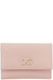 Dolce & Gabbana - Portefeuille à trois volets rose Crystal Logo