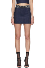 Dolce & Gabbana - Mini-jupe en denim indigo Lingerie Insert