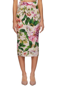 Dolce & Gabbana - Pink Crepe Floral Skirt