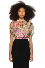Dolce & Gabbana - Chemisier en organza fleuri rose