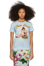 Dolce & Gabbana - T-shirt bleu Pin-Up 'Free Love'