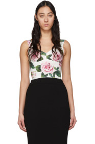Dolce & Gabbana - White & Pink Rose Print Bustier