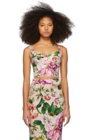 Dolce & Gabbana - Pink Floral Charmeuse Tank Top