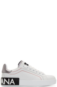 Dolce & Gabbana - White & Silver Portofino Sneakers