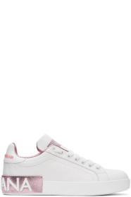 Dolce & Gabbana - Baskets blanches et roses Portofino