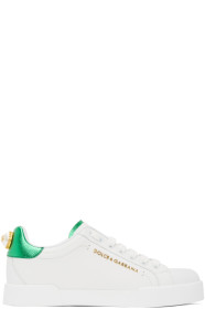 Dolce & Gabbana - Baskets blanches et vertes Lettering Portofino