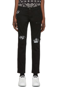 Dolce & Gabbana - Black Bandana Print Skinny Jeans