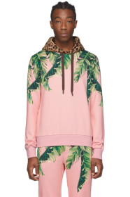 Dolce & Gabbana - Pull à capuche à motifs fleuri et léopard rose