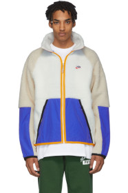 Nike - 白色 & 蓝色羊羔绒夹克