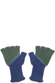 The Elder Statesman - Green & Blue Hot Fingerless Gloves