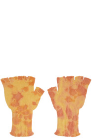 The Elder Statesman - Yellow Heavy Tie-Dye Fingerless Gloves