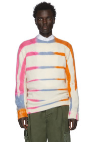 The Elder Statesman - Off-White & Pink Cashmere Ladder-Dye Sweater