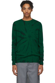 The Elder Statesman - Green & Black Cashmere Tie-Dye Sweater