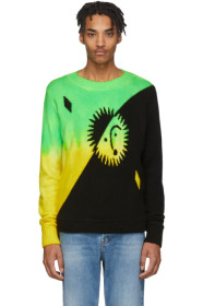 The Elder Statesman - Green & Yellow Cashmere Intarsia Sun Sweater
