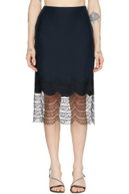 Kiki de Montparnasse - Navy & Black Charmeuse & Lace Miniskirt