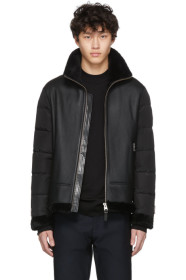 Mackage - Blouson en duvet et cuir de mouton noir Ervin