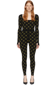 Marine Serre - Black Fitted Jacquard All Over Moon Jumpsuit