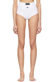 Marine Serre - White Ribbed Cotton Briefs