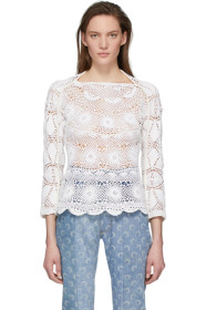 Marine Serre - White Upcycled Crochet Sweater