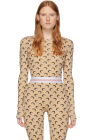 Marine Serre - Tan All Over Moon Long Sleeve T-Shirt