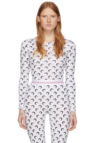 Marine Serre - T-shirt à manches longues blanc All Over Moon