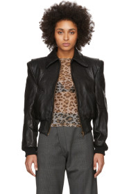 R13 - Black Leather Americana Zip Jacket