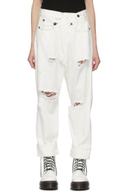R13 - White Cross-Over Jeans
